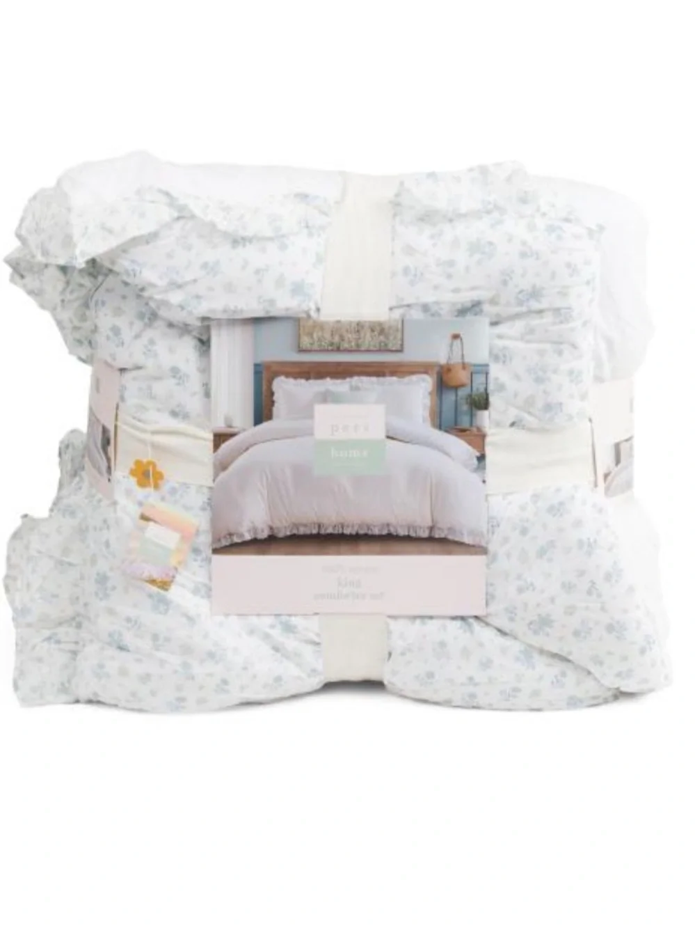 Peri Home Floral Ruffle Comforter Set - Light Blue and White